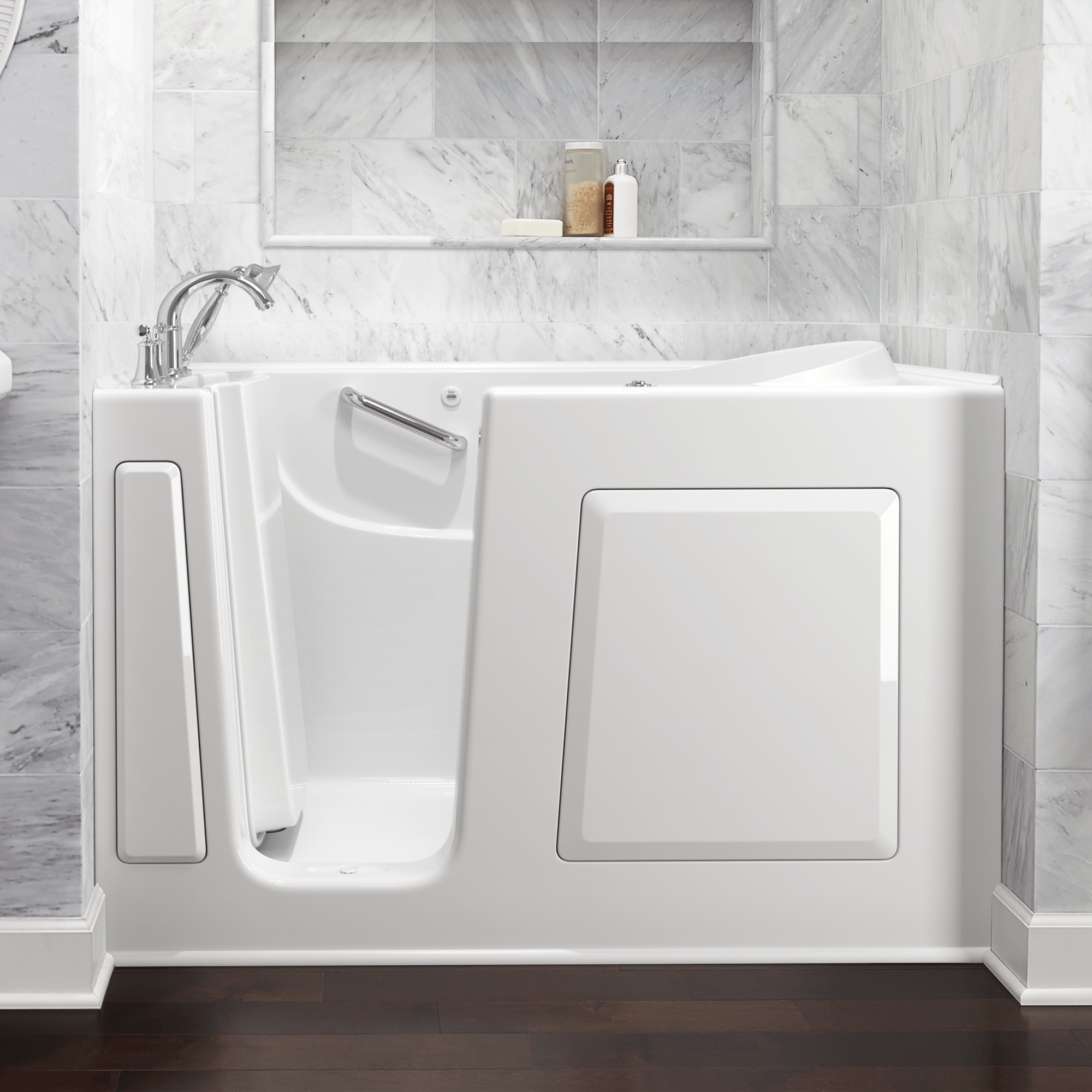 Gelcoat Value Series 30x60 Inch Walk In Bathtub with Air Spa System   Left Hand Door and Drain WIB WHITE